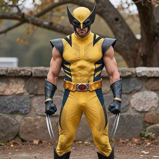 Man in Wolverine Superhero Costume Outdoors