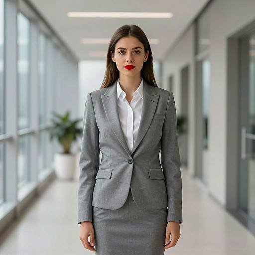 Confident Businesswoman in Modern Hallway