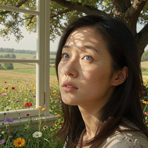 East Asian Woman's Introspective Portrait