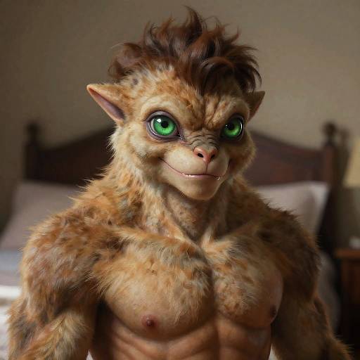 Seductive Furry Alien Male Full Portrait