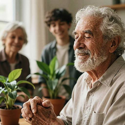 Elderly Couple and Boys by Window