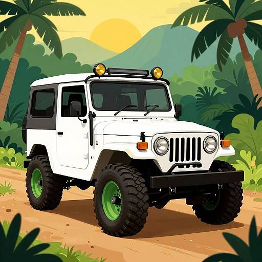 Classic Off-Road Jeep in Jungle