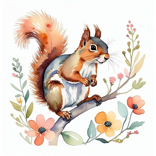 Whimsical Squirrel Climbing a Tree Whimsical Squirrel Climbing a Tree