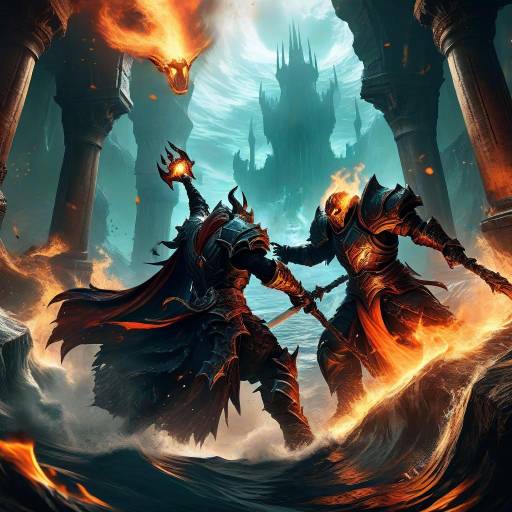 Epic Battle in Drowning Citadel Wallpaper