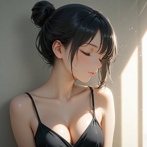 Elegant Girl in Sunlit Dress