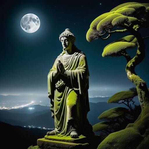 Ethereal Moonlit Stone Statue Art Ethereal Moonlit Stone Statue Art