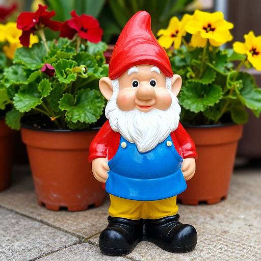 Colorful Garden Gnome on Stone Path