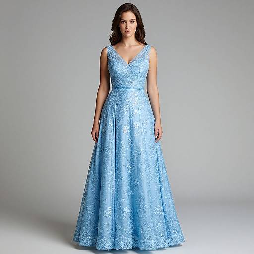 Elegant Sky-Blue Evening Gown