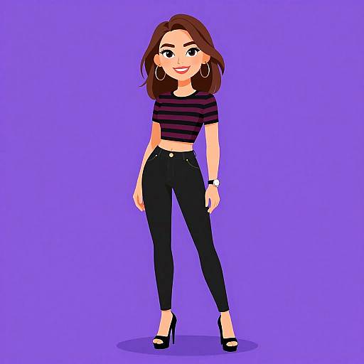 Smiling Woman in Casual Chic Outfit