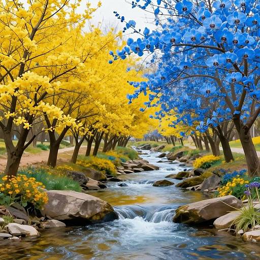 Colorful Stream Transforming Nature