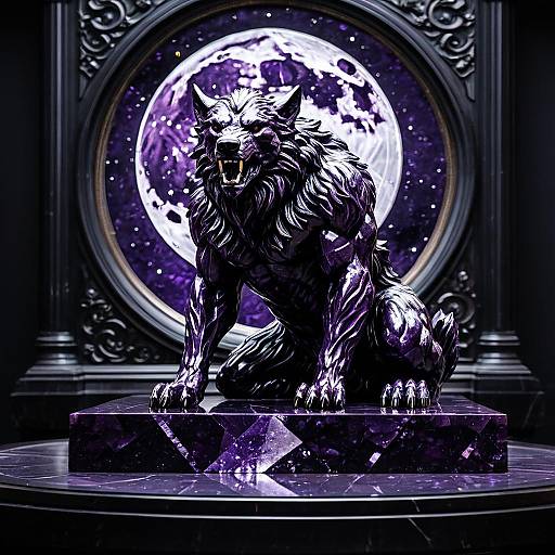 Mystical Amethyst Werewolf Statue