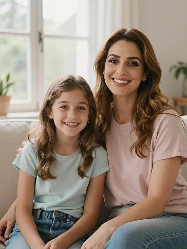 Mother and Daughter Cozy Close-Up Portrait