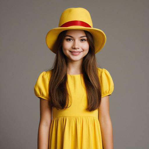 Smiling Girl in Yellow Dress and Hat