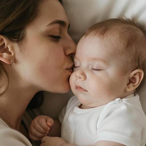 Tender Moment: Mother and Sleeping Baby
