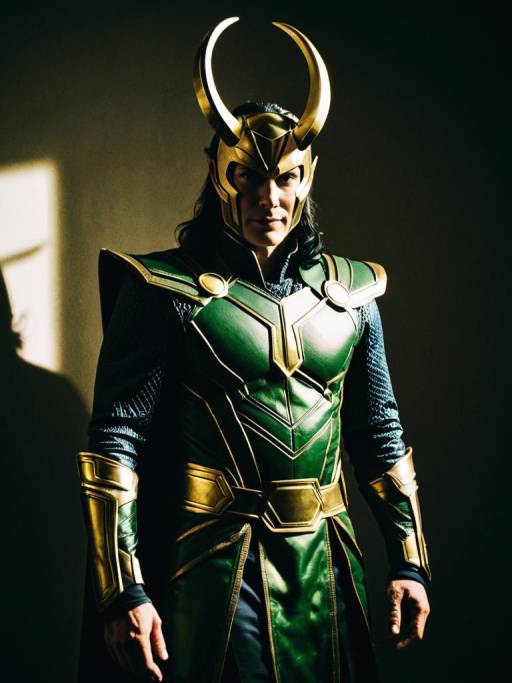 Man in Loki Costume with Dramatic Shadows
