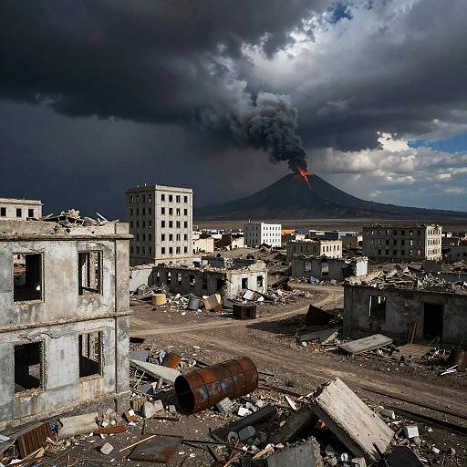 Ashen Wasteland with Ruined Cities