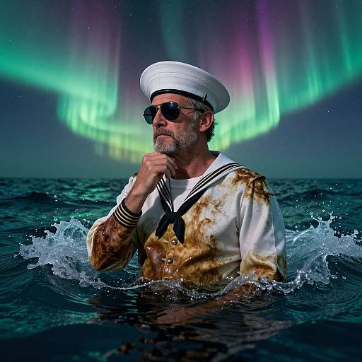 Aurora-Cloaked Maritime Reflection