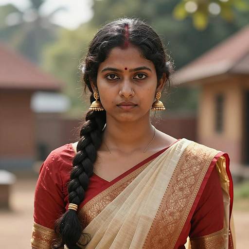 Young Indian Woman in Traditional Saree