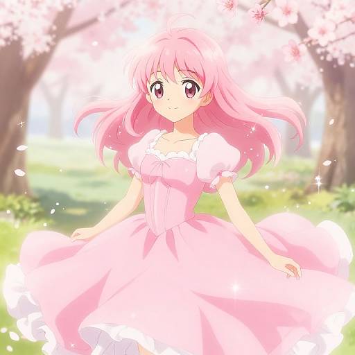 Magical Girl in Pastel Pink Dress