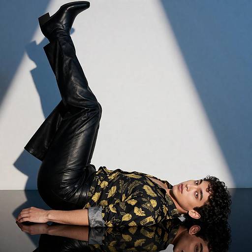 Stylish Young Man on Glossy Surface