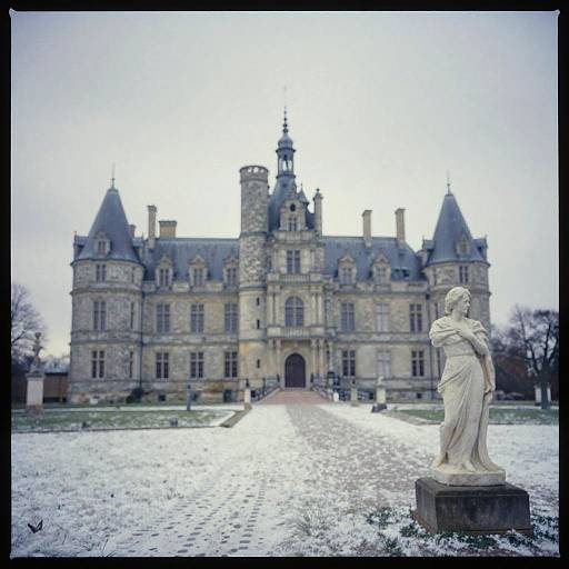 Photonegative Couture Castle: Haunting Winter Silhouette