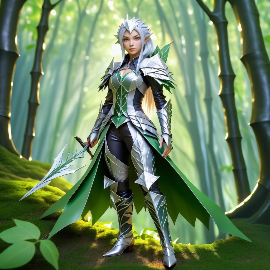 Anime Elf Ranger in Twilight Forest