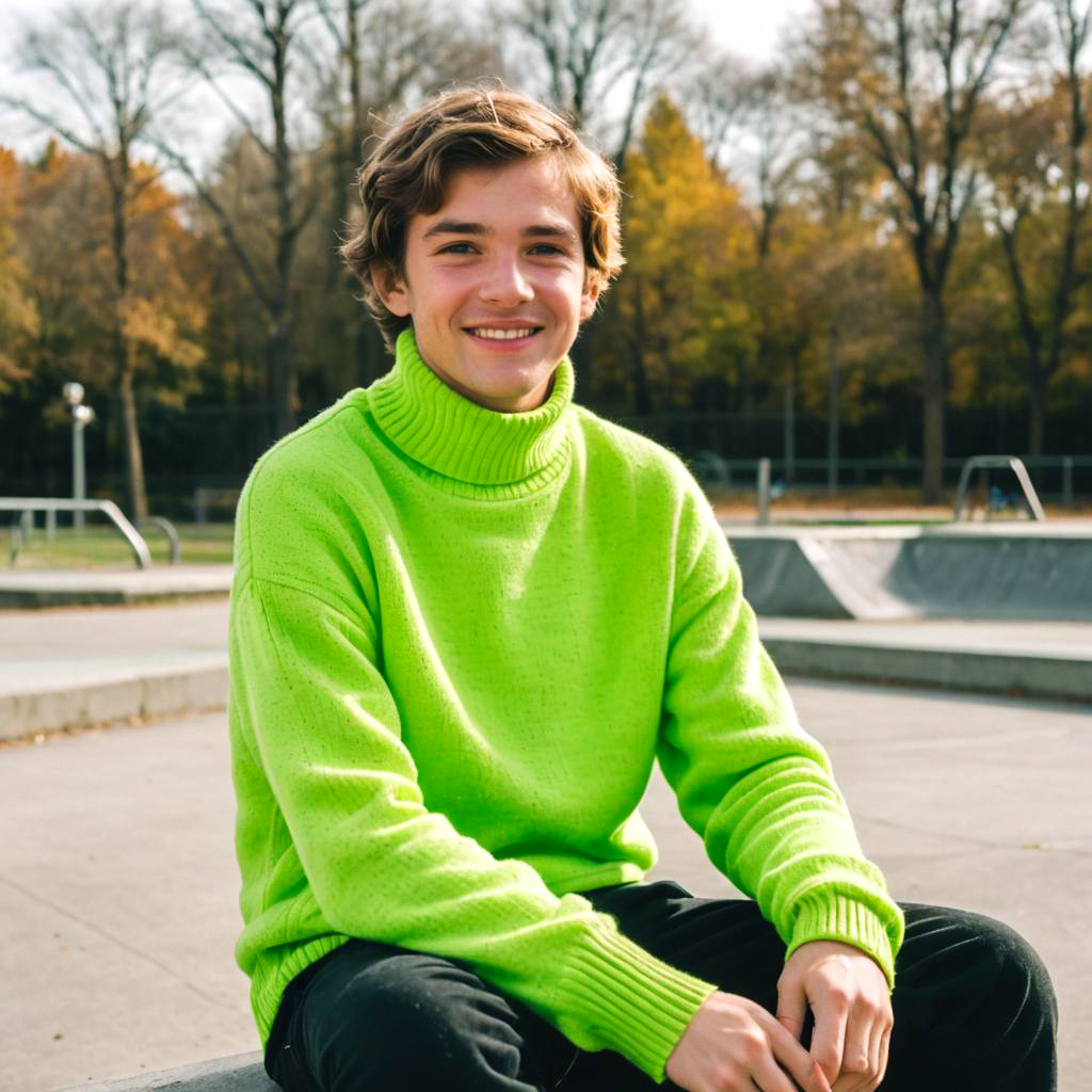 Vibrant Skate Park Scene with Teenager