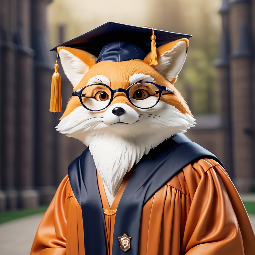 Scholarly Fox In Academic Attire