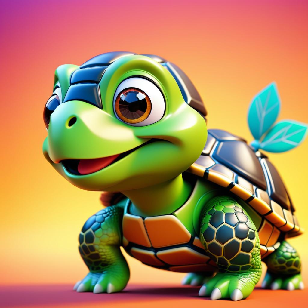 Playful Turtle Character in Animation Style