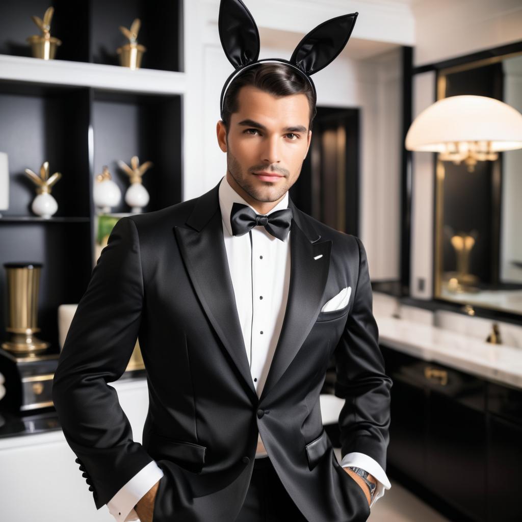 Suave Gentleman in Playboy Bunny Costume