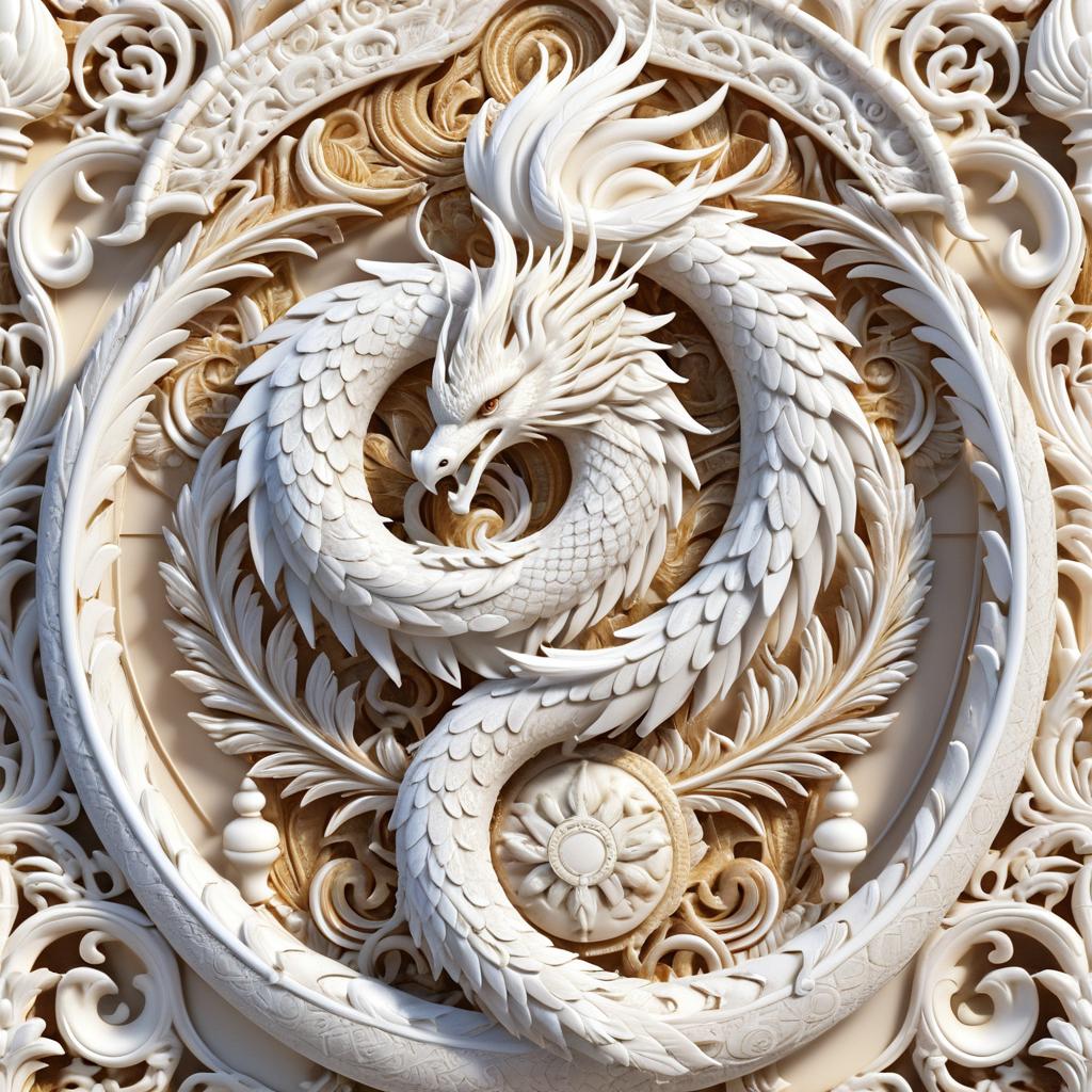 Intricate Rococo Phoenix Dragon Hybrid Render