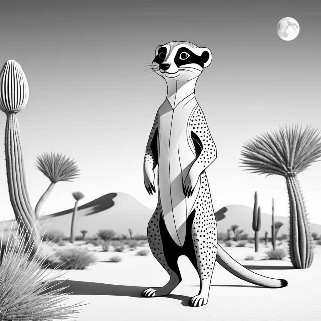 Whimsical Meerkat Coloring Page for Kids