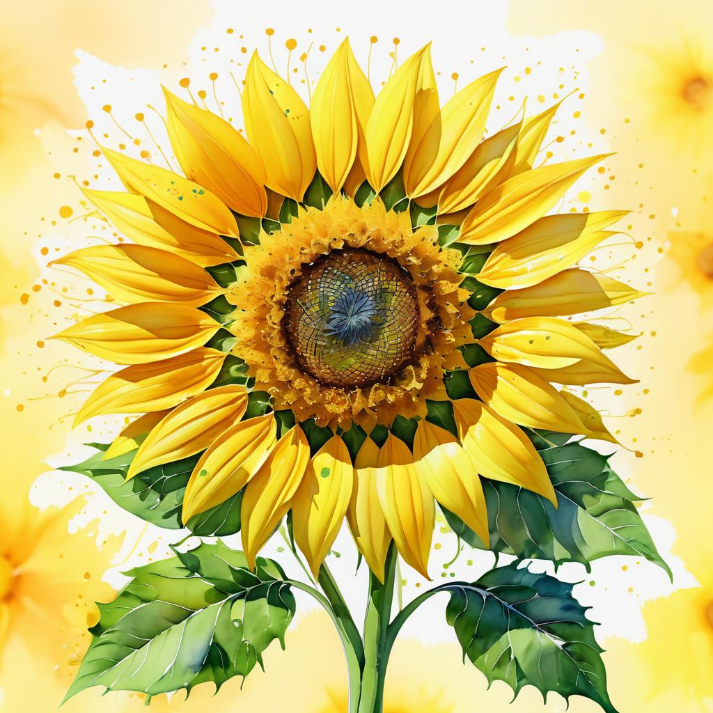 Whimsical Sunflower Child in Watercolor