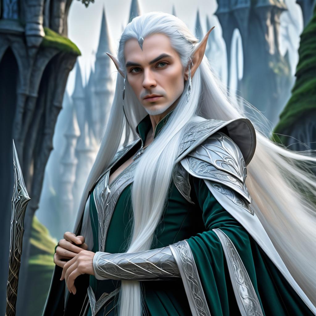 Graceful Elder Elf in High Fantasy