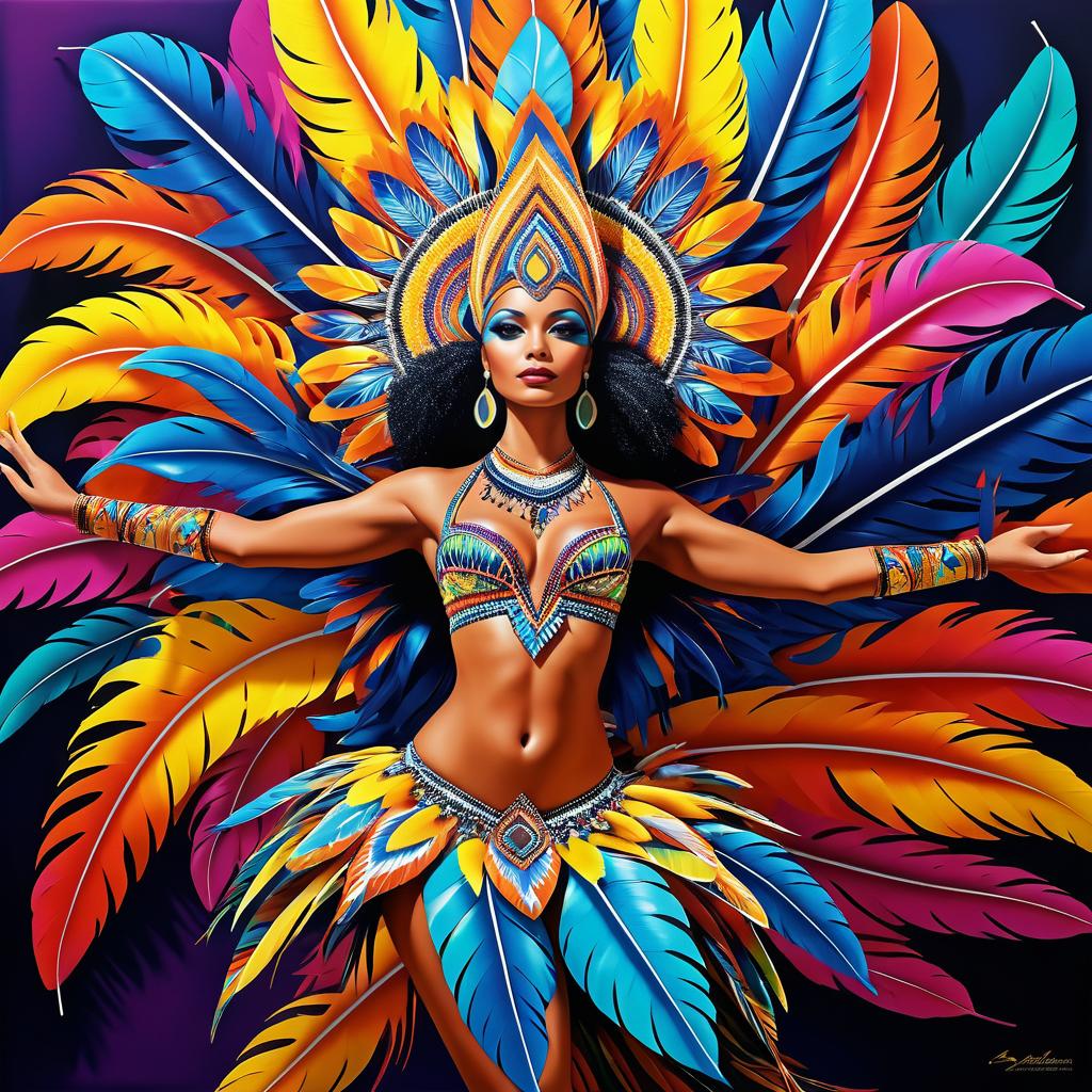 Vibrant Surrealism: Samba Dancer Extravaganza