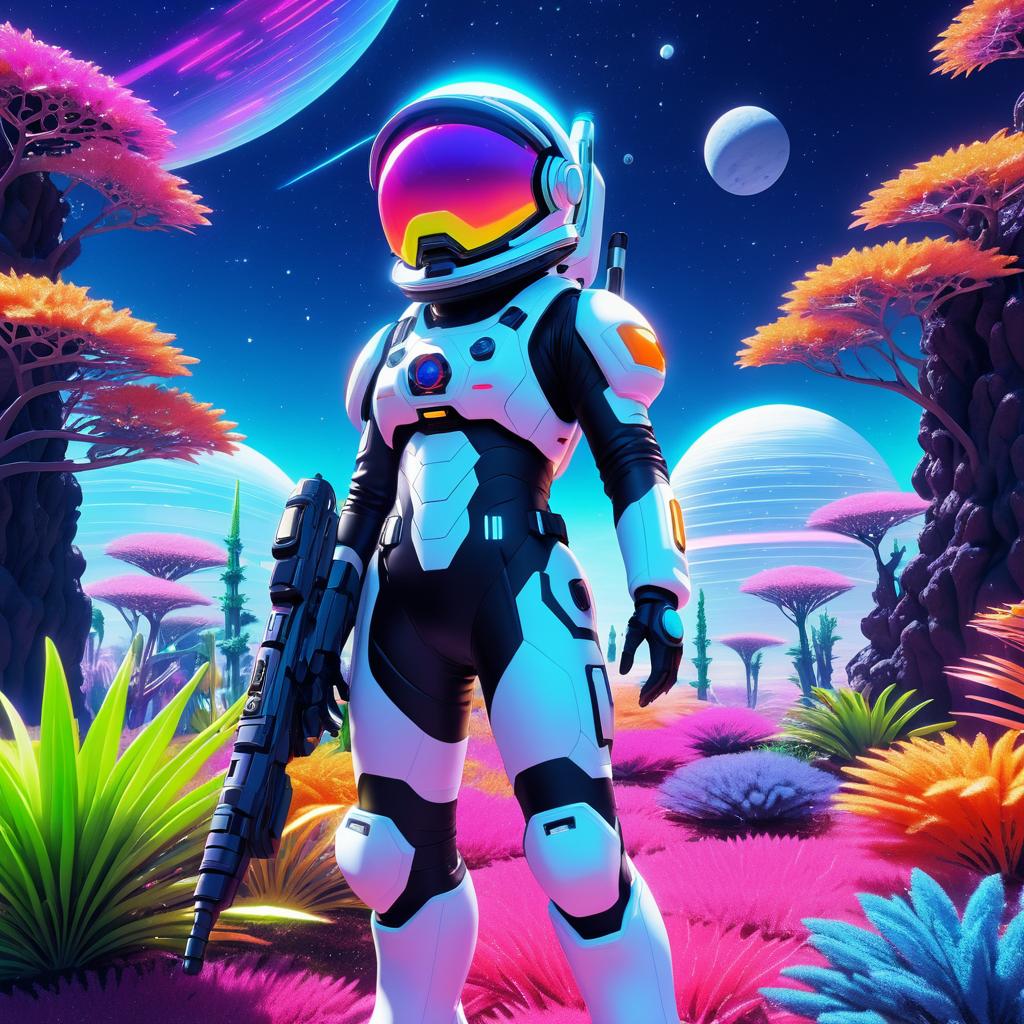 Vibrant Space Explorer in Alien World