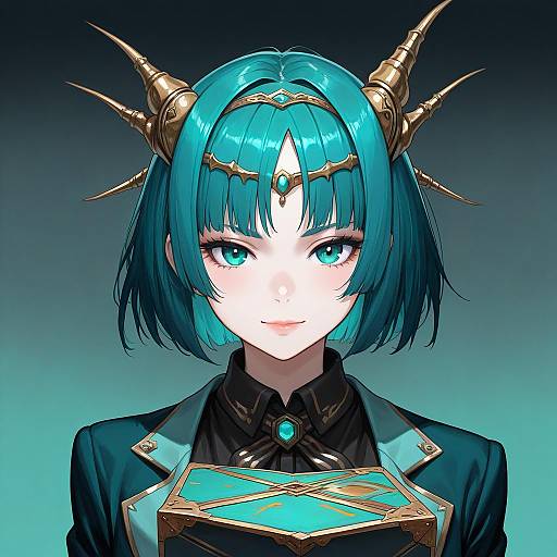 Alien Girl in Blazer with Teal Hair