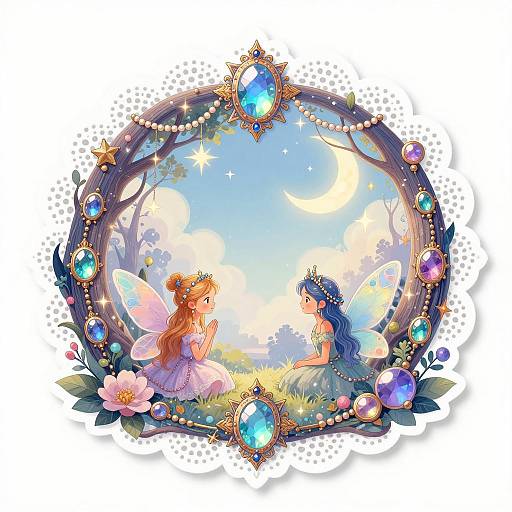 Whimsical Faerie Forest Illustration Sticker