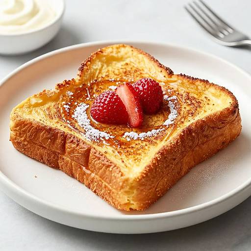 French Toast with Strawberries and Powdered Sugar