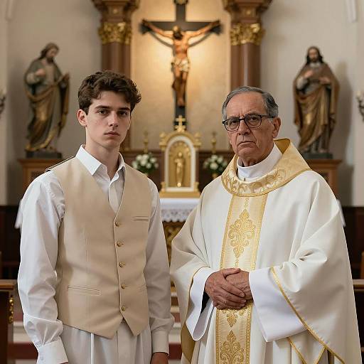 Two Men in a Serene Church Setting