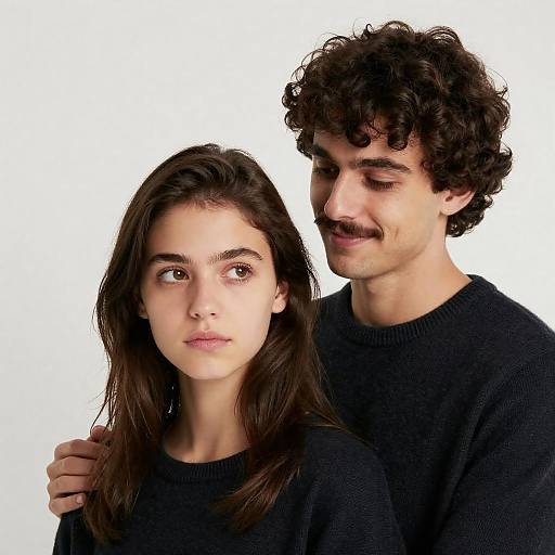 Serious Woman, Smiling Man Portrait