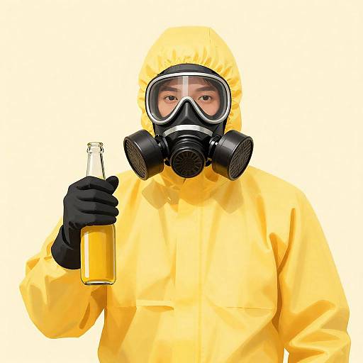 Isolation in Yellow: Hazmat Suit Illustration