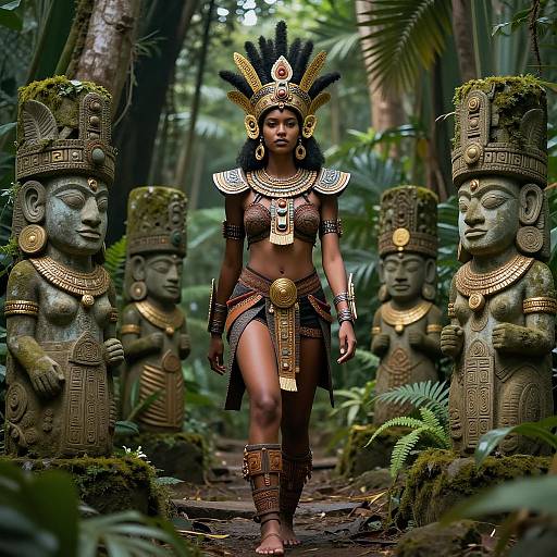 Majestic Tribal Warrior in Ancient Jungle