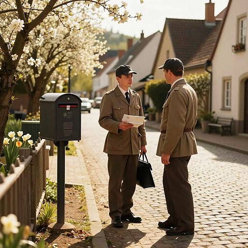 Vintage European Postal Delivery Scene