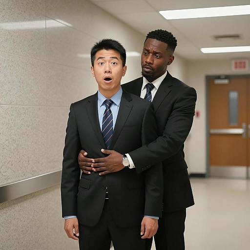 Surprised Encounter in Office Hallway