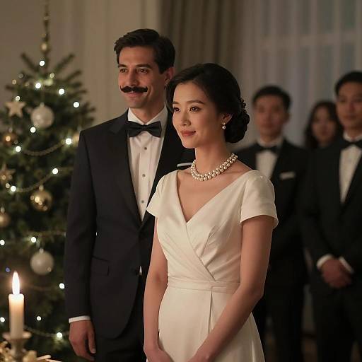 Elegant Couple in a Festive Setting