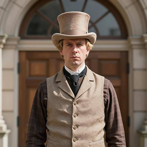 Man in Victorian Costume with Top Hat