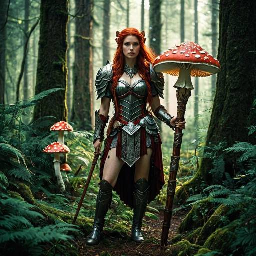 Fantasy Warrior Woman in Mystical Forest