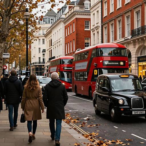Bustling London Street in Autumn
