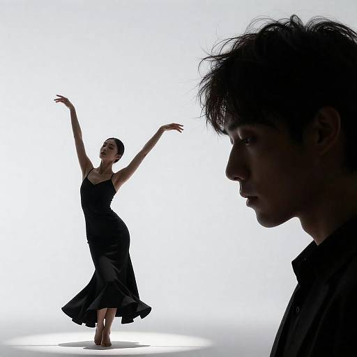 Dramatic Dance Silhouette Under Spotlight